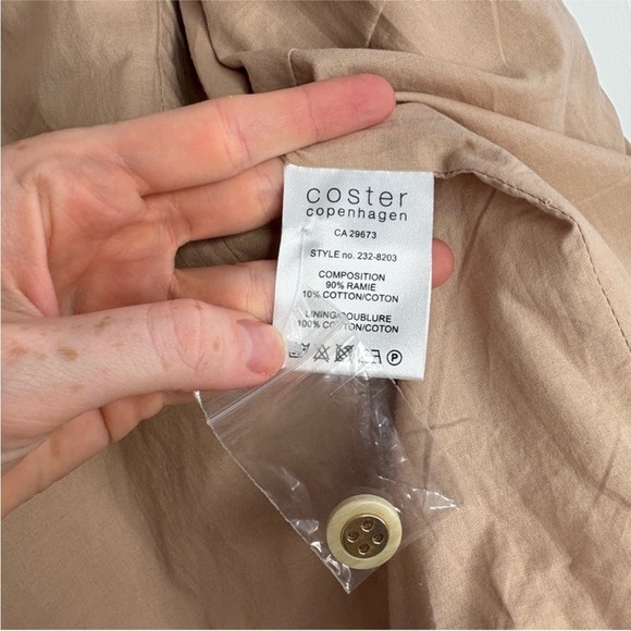 Coster Copenhagen Cropped Blazer W. Short Sleeves Light Beige Cotton Ramie 40 - Picture 10 of 10